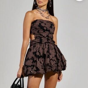 Strapless distressed mini dress size medium.